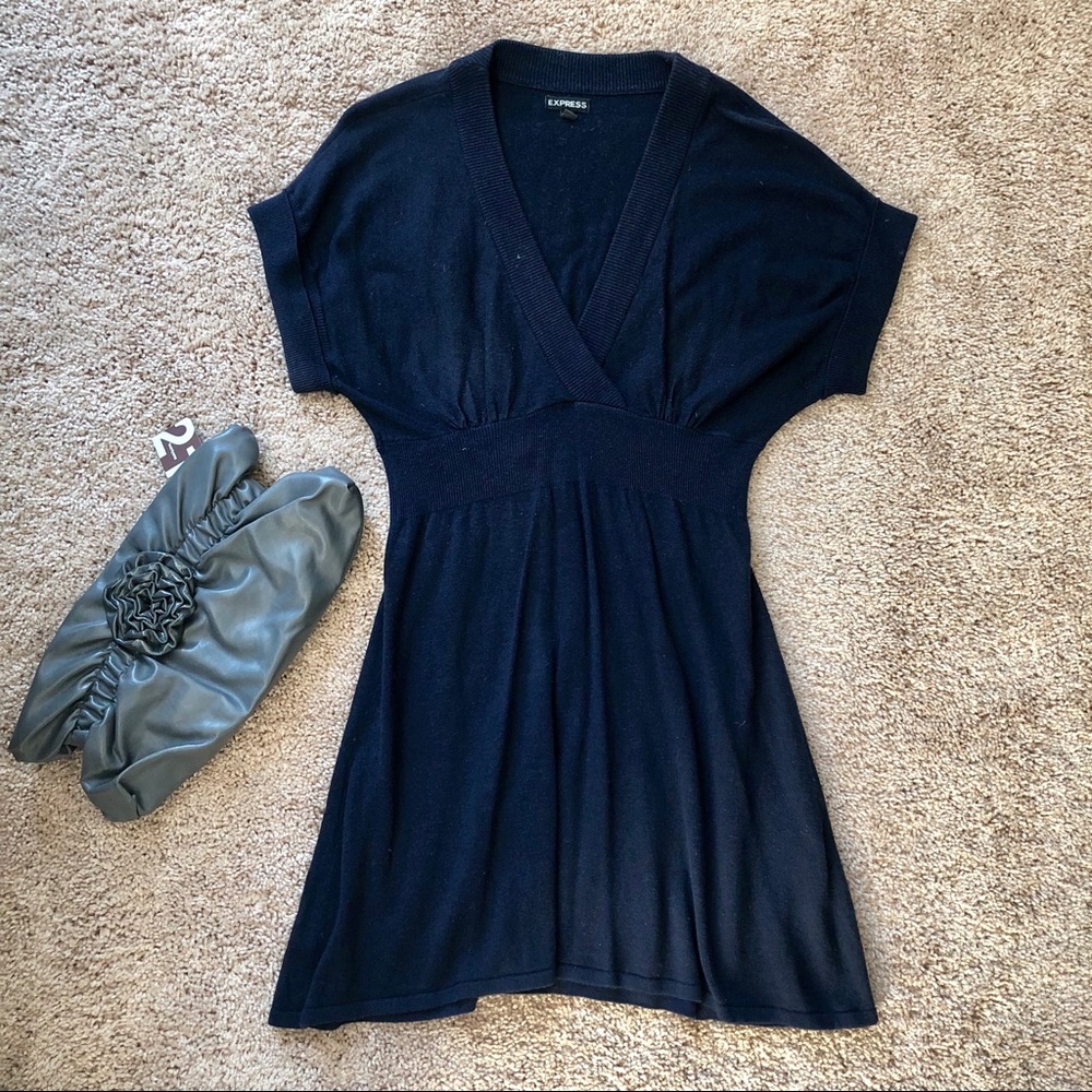 Express navy blue short sleeve sweater dress